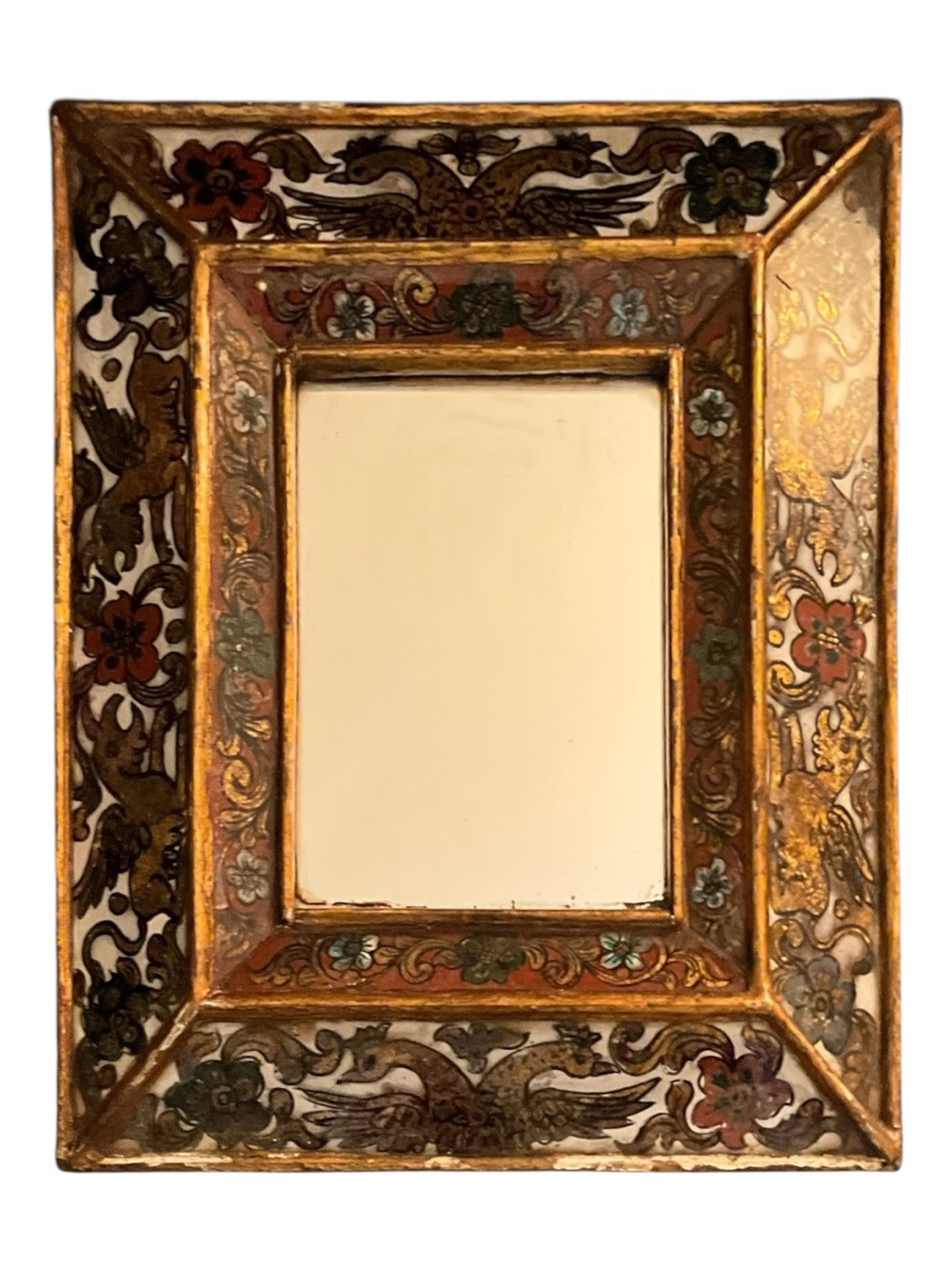 Vintage Peruvian Cuzco Reverse Painted Mirror